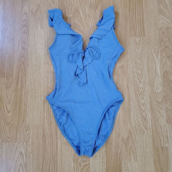 🌸 ROBIN PICCONE 🌸 Jennie Plunge One-Piece Swimsuit - [size 4, Sky Blue] - Picture 4 of 12